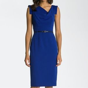 Royal Blue Black Halo 'Jackie' Stretch Gabardine Sheath Dress w/o belt (size 10)